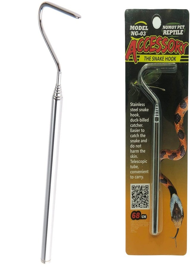Bilindasly Portable Mini Snake Hook Collapsible Stainless Steel Snake Tongs and Reptile Supplies Hook Retractable Catching Snake Handling Tool 16cm to 68cm - Image 1